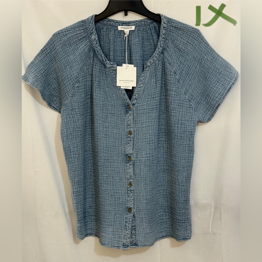 beachlunchlounge Denim Blue Short Sleeve Shirt